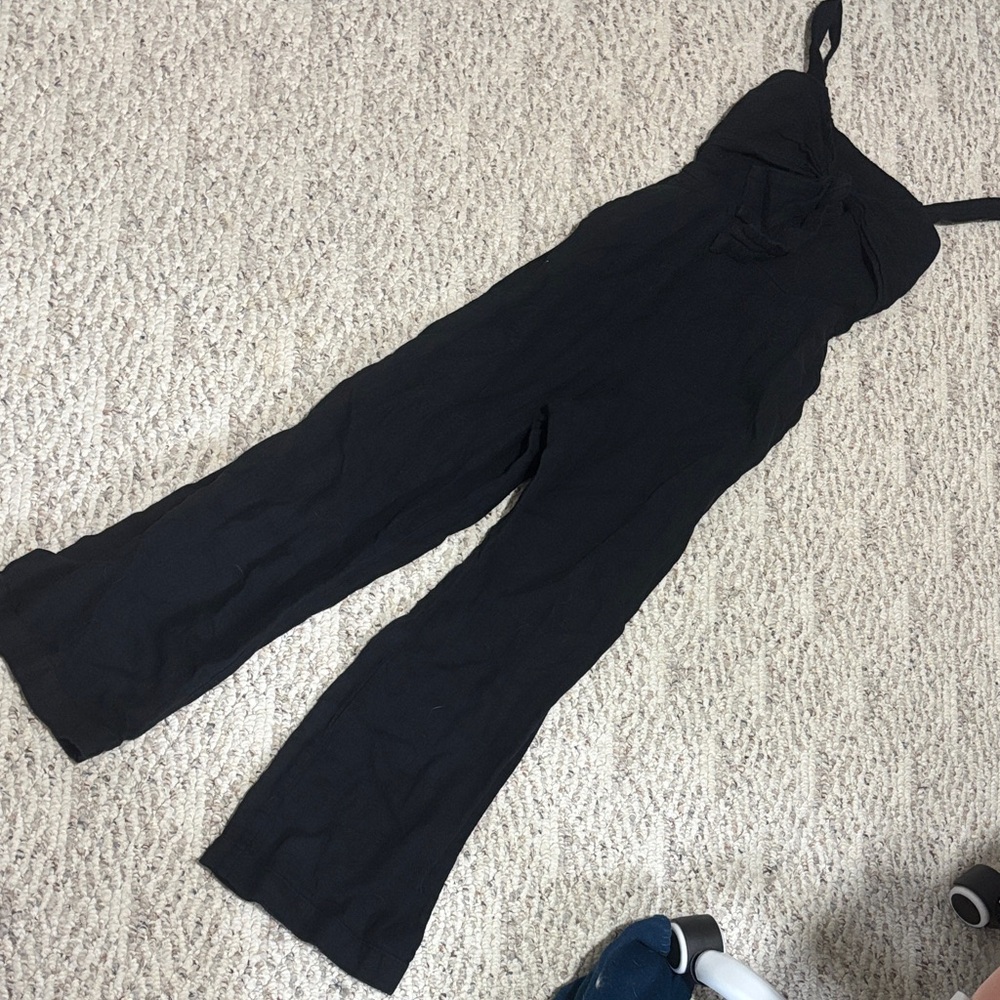 Abercrombie & Fitch Black Wide-Leg Jumpsuit with Adjustable Straps
